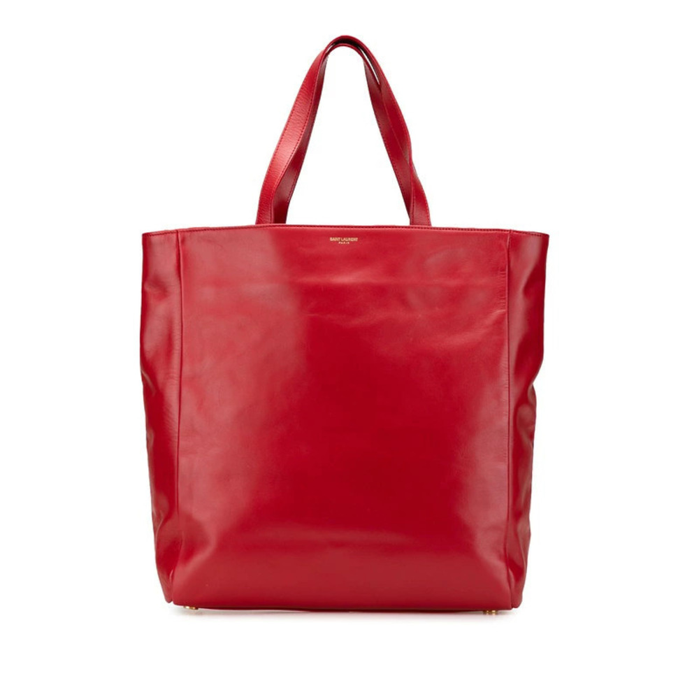 Saint Laurent Reversible Tote Bag Red Leather Suede